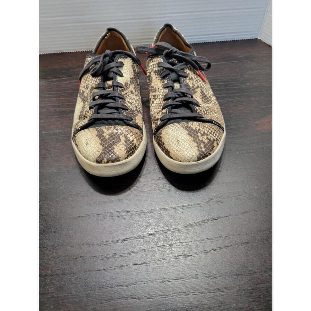 CLARKS LEATHER FAUX SNAKESKIN PATTERN FLAT TRAINERS SNEAKERS SHOES SIZE 10